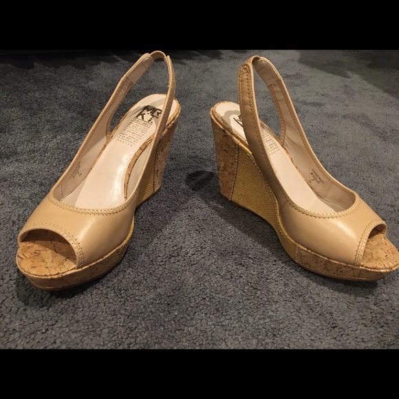 Market leather sling-back cork wedges - Picture 6 of 8